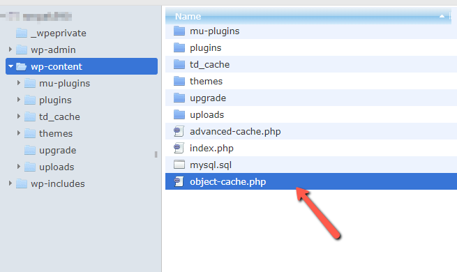 删除名为“Object-Cache.php”的文件