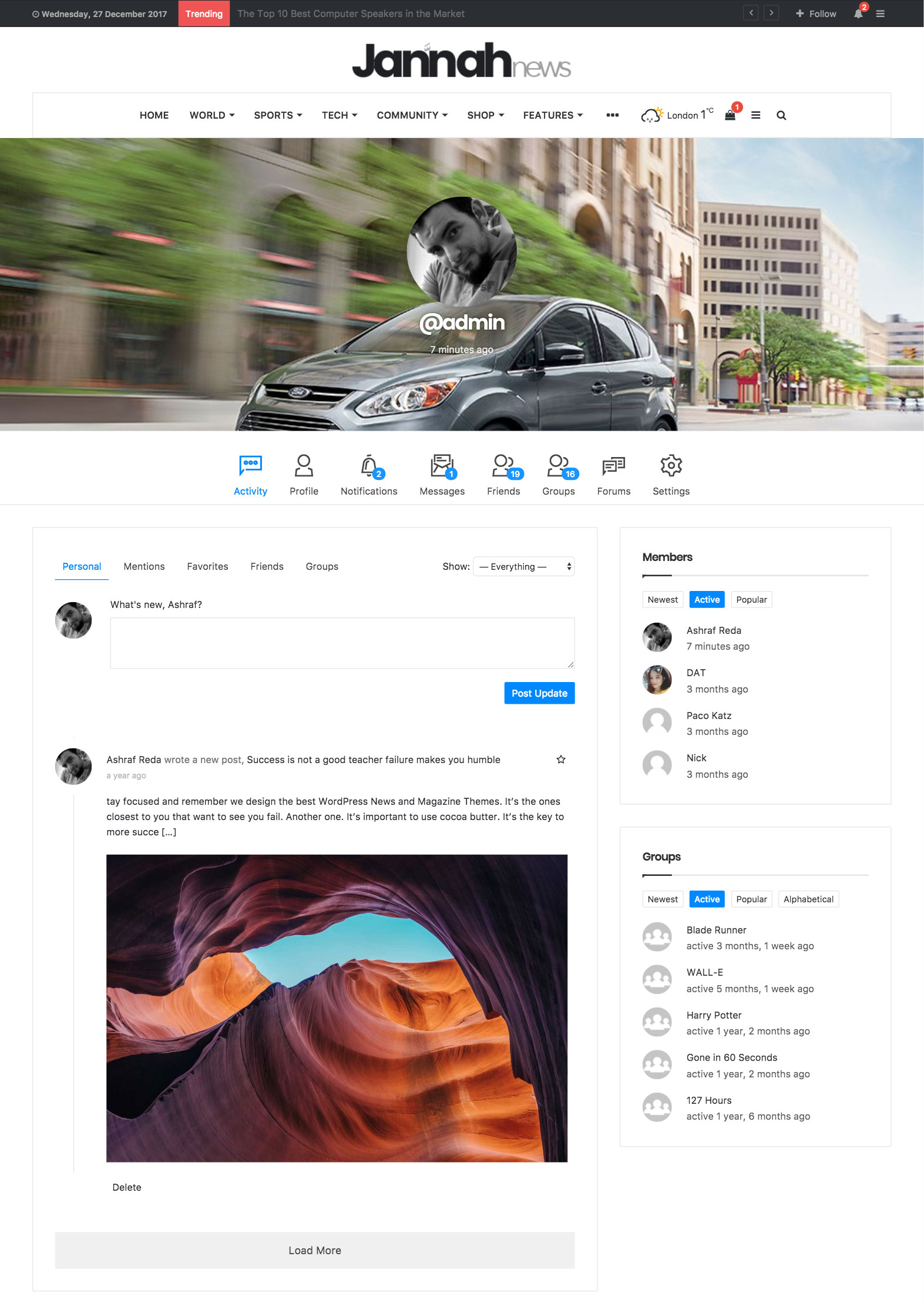 BuddyPress 会员资料页面预览