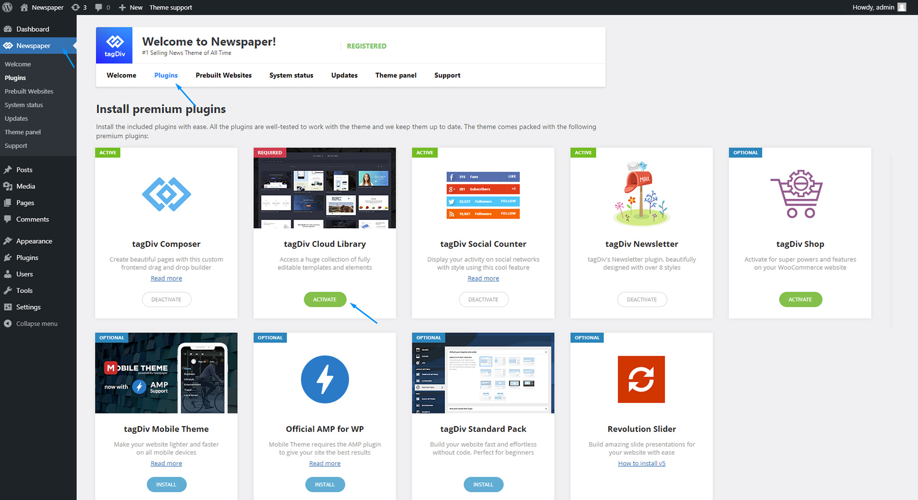 安装tagDiv Cloud Library 插件